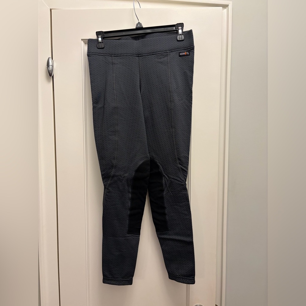 Kerrits Womens Medium Fleece Lined Riding Pants Breeches Black Grey Herringbone